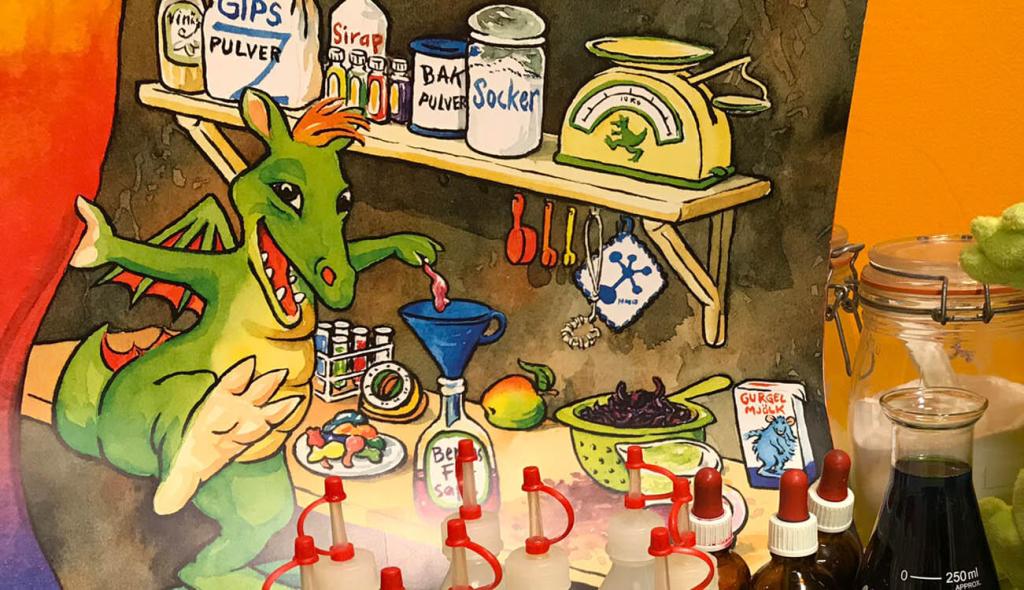 Kemins färger med draken Berta